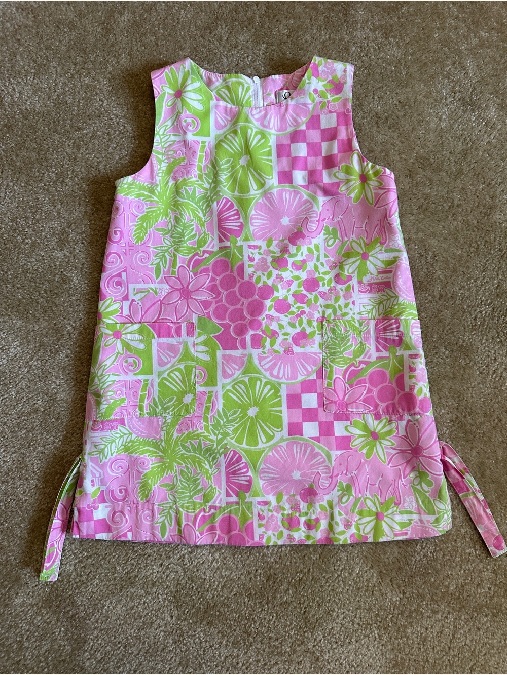 Vintage Lilly Pulitzer Pink and Green Strawberry Print Cotton Dress-girls size 5